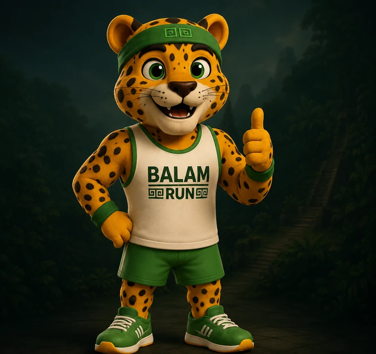 Balam Run levantando el pulgar en la selva